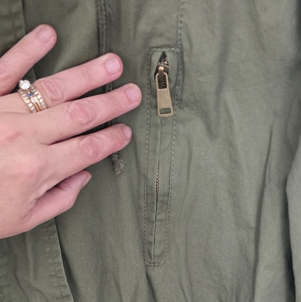 Olive/Army Green Hooded Lightweight Jacket w/pockets XXL (1202) - Picture 4 of 8